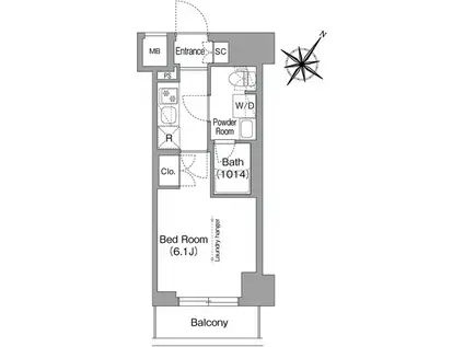 コンフォリア・リヴ横浜阪東橋(1K/4階)の間取り写真