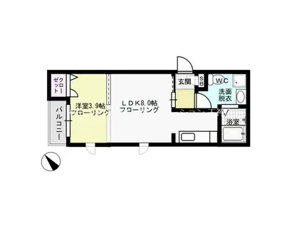 シュルーク薬院白金(1LDK/3階)の間取り写真