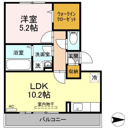 桜 サライ(1LDK/3階)の間取り写真