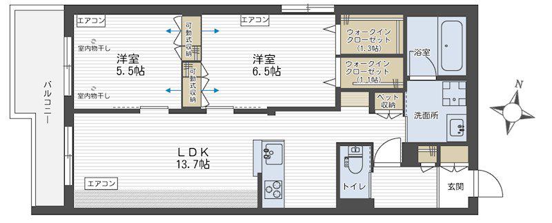 BELLE GRACE(2LDK/3階)の間取り写真