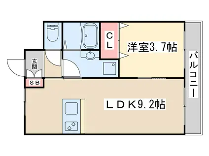 ドゥ東三国(1LDK/4階)の間取り写真