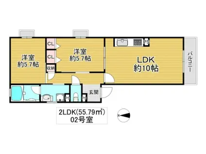 シャーメゾンアンジュ(2LDK/2階)の間取り写真