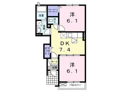 アル カン シエル(2DK/1階)の間取り写真