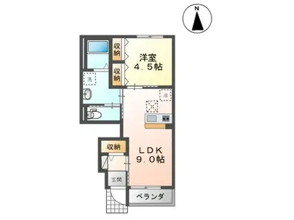 アレイひまわり(1LDK/1階)の間取り写真