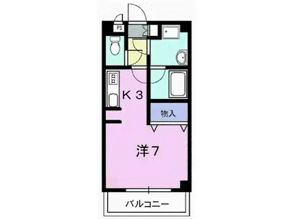 ウイステアリアハイム(1K/2階)の間取り写真