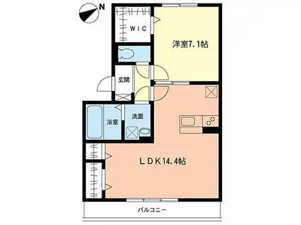 リヴィエール本町II(1LDK/1階)の間取り写真