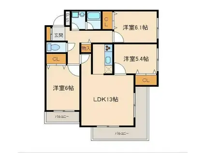 グランドール21(3LDK/1階)の間取り写真