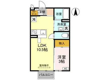 RECENTE(1LDK/1階)の間取り写真