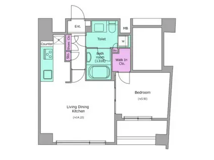 レジディア恵比寿南(1LDK/2階)の間取り写真