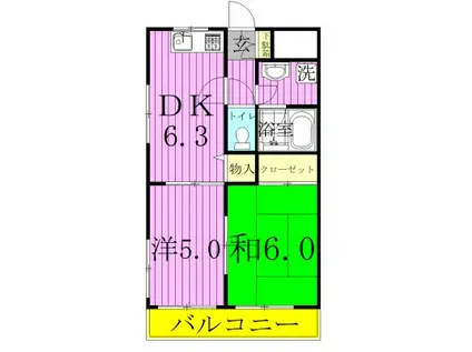 シティハイムイグサIII(2DK/3階)の間取り写真