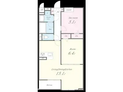 ヴォアチュールエムス(1SLDK/3階)の間取り写真