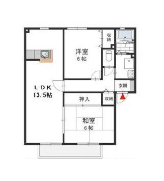 ビューラー和泉B棟(2LDK/1階)の間取り写真