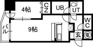アルファタワー札幌南4条(1LDK/12階)の間取り写真