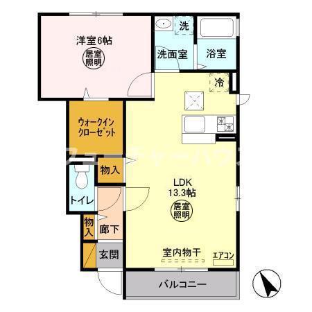 ゼルコーバA(1LDK/1階)の間取り写真