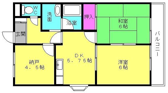 ケスハイツ一色(3DK/2階)の間取り写真