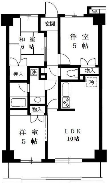 ロイヤルマリーンハイム(3LDK/3階)の間取り写真
