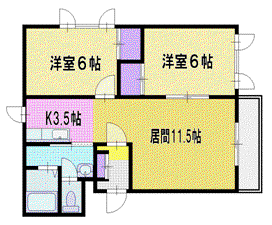 グリーンヒルズ(2LDK/1階)の間取り写真