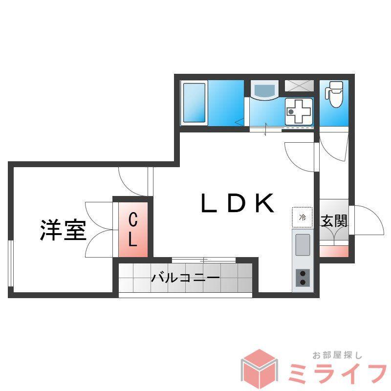 セレニティ長吉出戸(1LDK/3階)の間取り写真