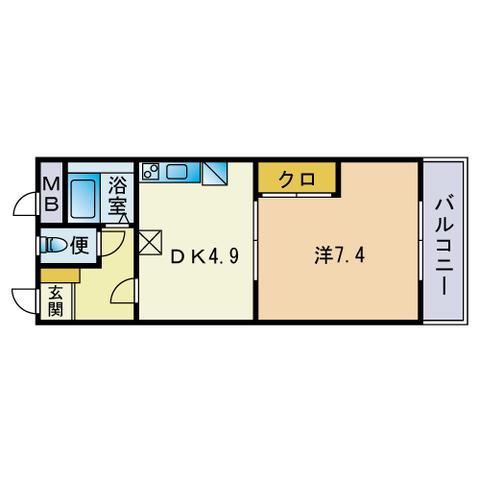 福茂ハイツ(1DK/2階)の間取り写真