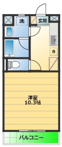 ウィステリア(1K/3階)の間取り写真