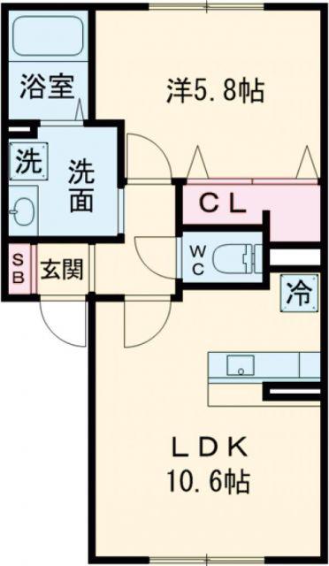 FIRST SKY G(1LDK/1階)の間取り写真