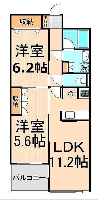 MAISON BLANC(2LDK/1階)の間取り写真