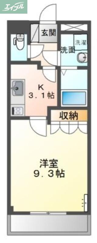 オレンジヒルズ(1K/3階)の間取り写真