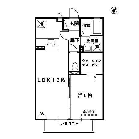 ホームパーティーIII号館(1LDK/2階)の間取り写真