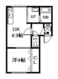 クリア砂川(1DK/2階)の間取り写真
