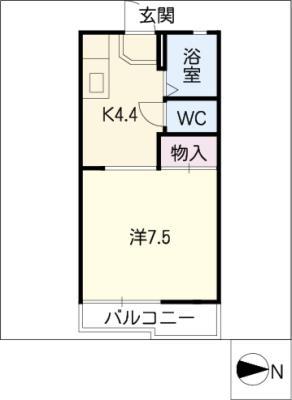 石神ハイツD(1K/2階)の間取り写真