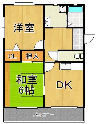 ツインティー木本(2DK/3階)の間取り写真
