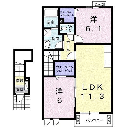 マローネ北山(2LDK/2階)の間取り写真
