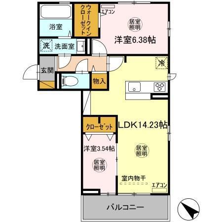 SORA ソラ(2LDK/2階)の間取り写真