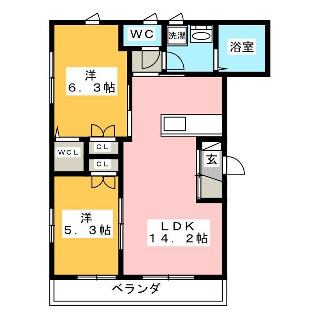 オリオン(2LDK/3階)の間取り写真
