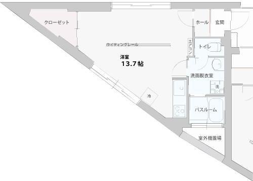 パークサイド一番町(ワンルーム/4階)の間取り写真
