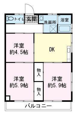 新井アパート(3DK/2階)の間取り写真