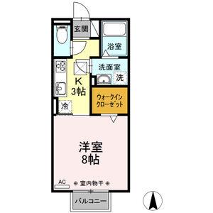 メープル(1K/1階)の間取り写真
