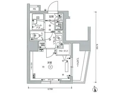 スカイコート大森壱番館(1K/7階)の間取り写真