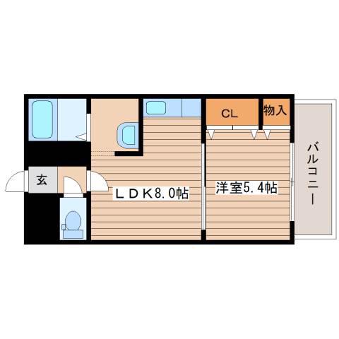ベルマーレ八軒(1LDK/2階)の間取り写真
