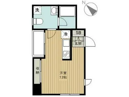 ＪＲ山手線 恵比寿駅 徒歩5分 3階建 築19年(ワンルーム/3階)の間取り写真