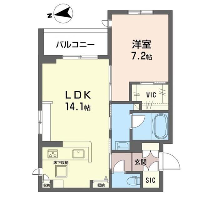 コモド稲田堤II(1LDK/1階)の間取り写真