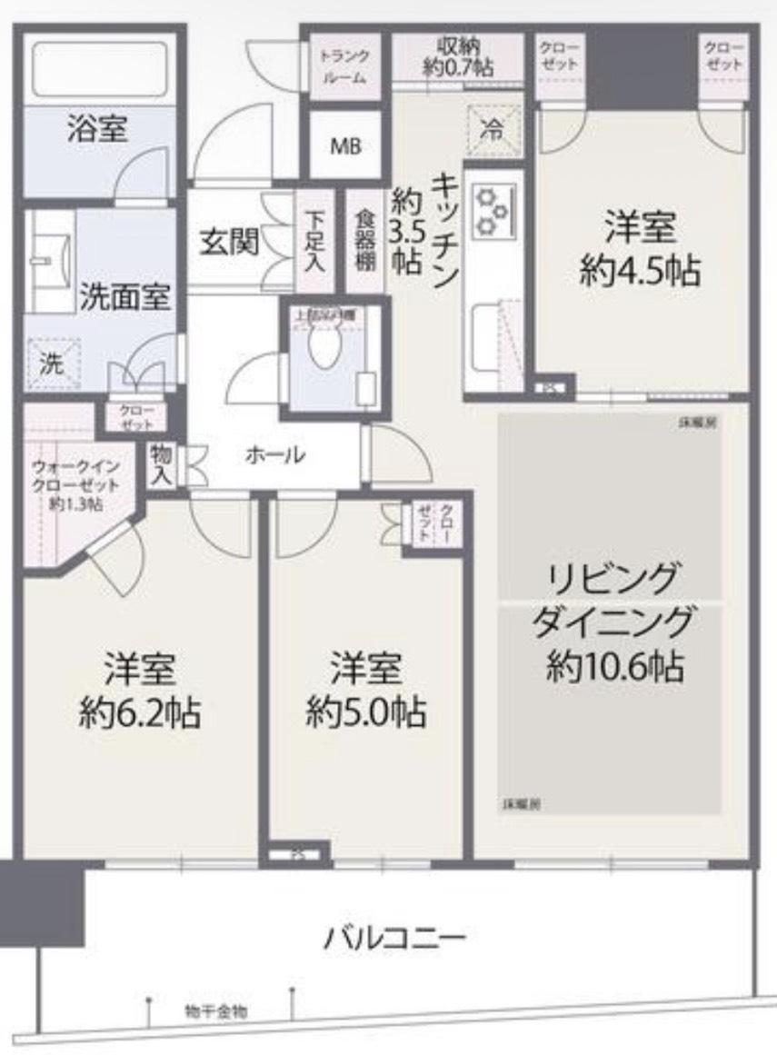 パークタワー晴海(3LDK/26階)の間取り写真