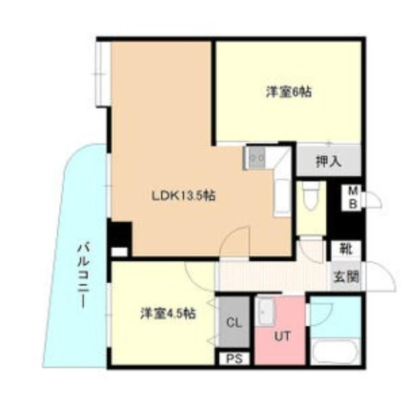 真駒内ガーデンハウス(2LDK/2階)の間取り写真