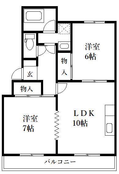 ライフインアカマ(2LDK/1階)の間取り写真