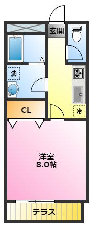 コートフェリア(1K/1階)の間取り写真