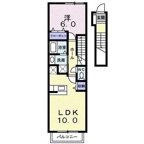 ピノ・ノワールII(1LDK/2階)の間取り写真