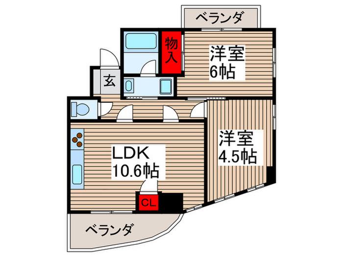 サンアーク西浦和ビル(2LDK/7階)の間取り写真