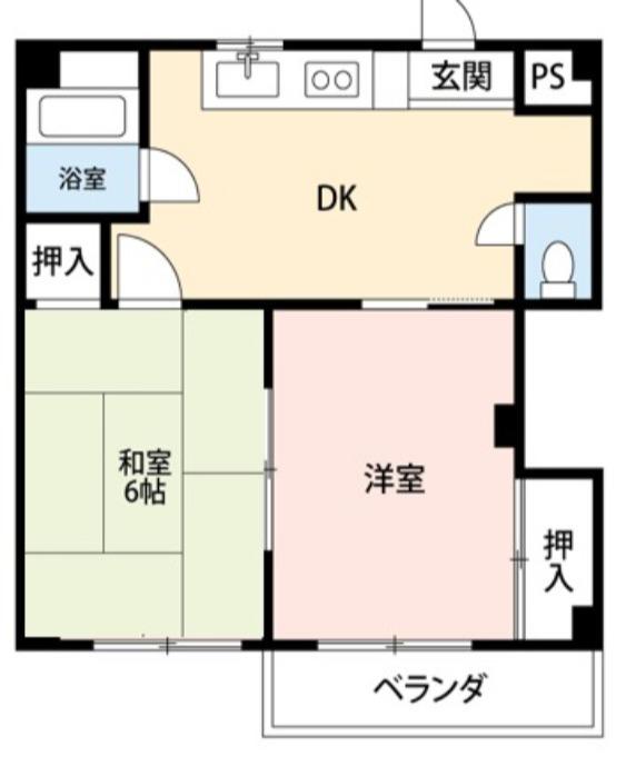 第2アベハウス(2DK/2階)の間取り写真