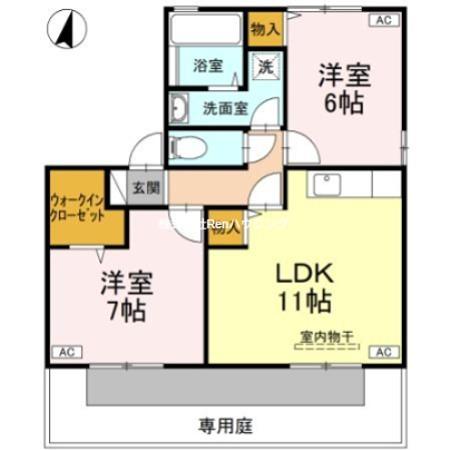 レジデンス矢三(2LDK/1階)の間取り写真