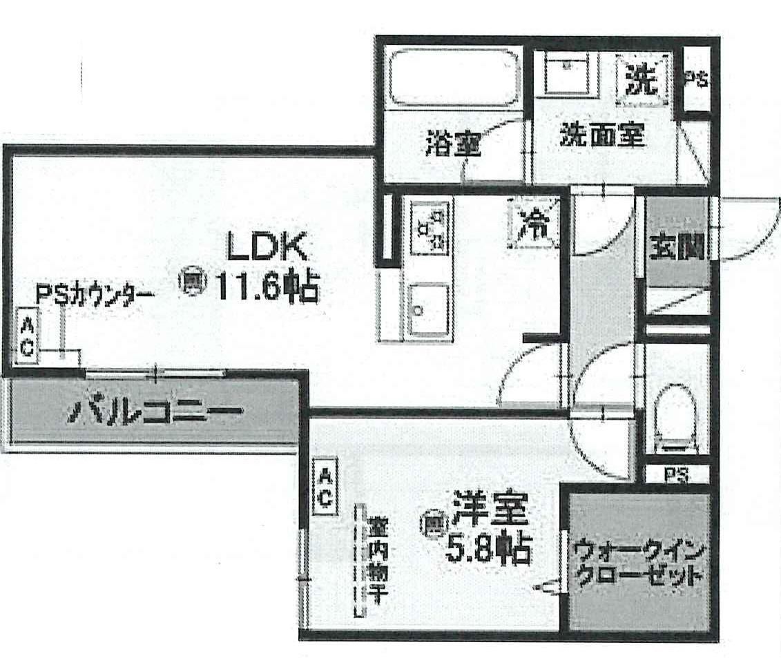 トリシア千躰(1LDK/2階)の間取り写真